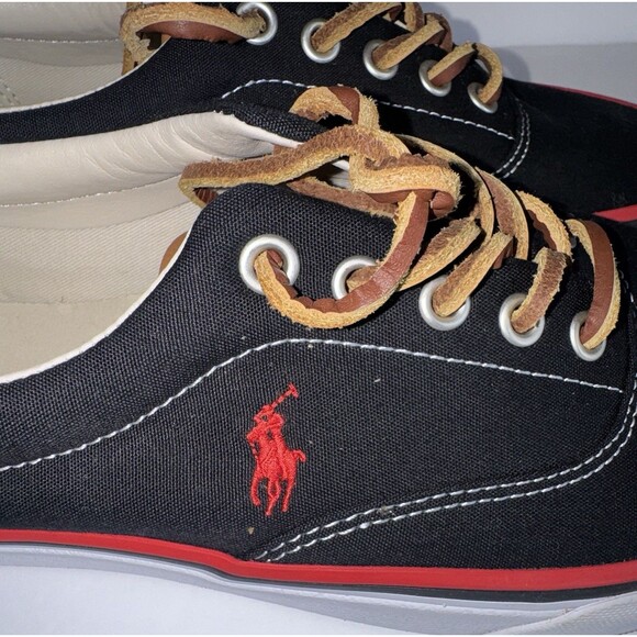 Polo Ralph Lauren Keaton-Pony Men\'s Canvas Sneakers - Black/Red  - Men\'s 8.5 main image 13
